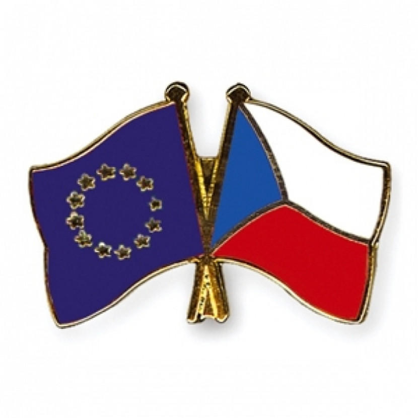 Odznak (pins) vlajka Evropská unie (EU)+Česká republika - barevný