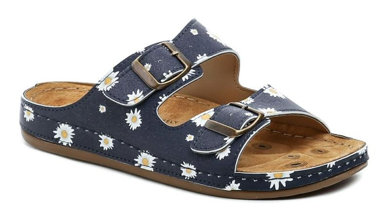 Medi Line S182-002 modrý květ dámské zdravotní pantofle