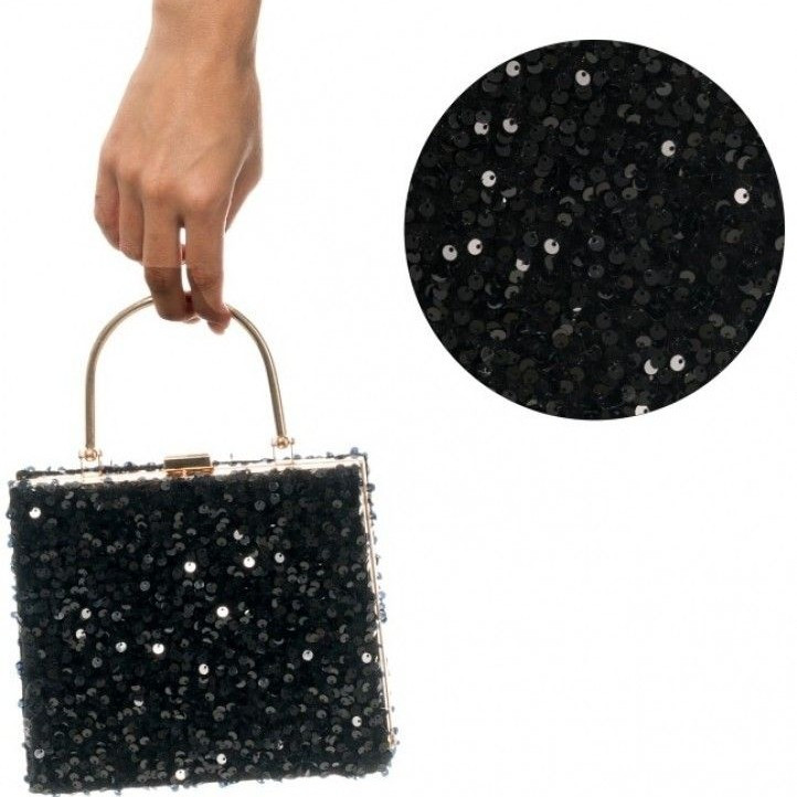 Kabelka černý samet se černými flitry