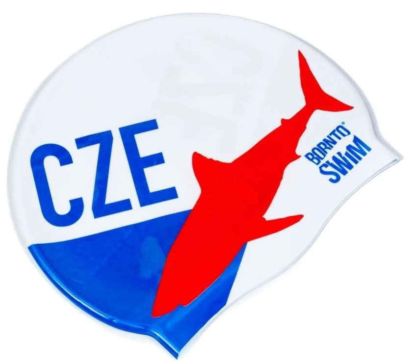 BornToSwim CZE Swimming Cap Bílo/modrá