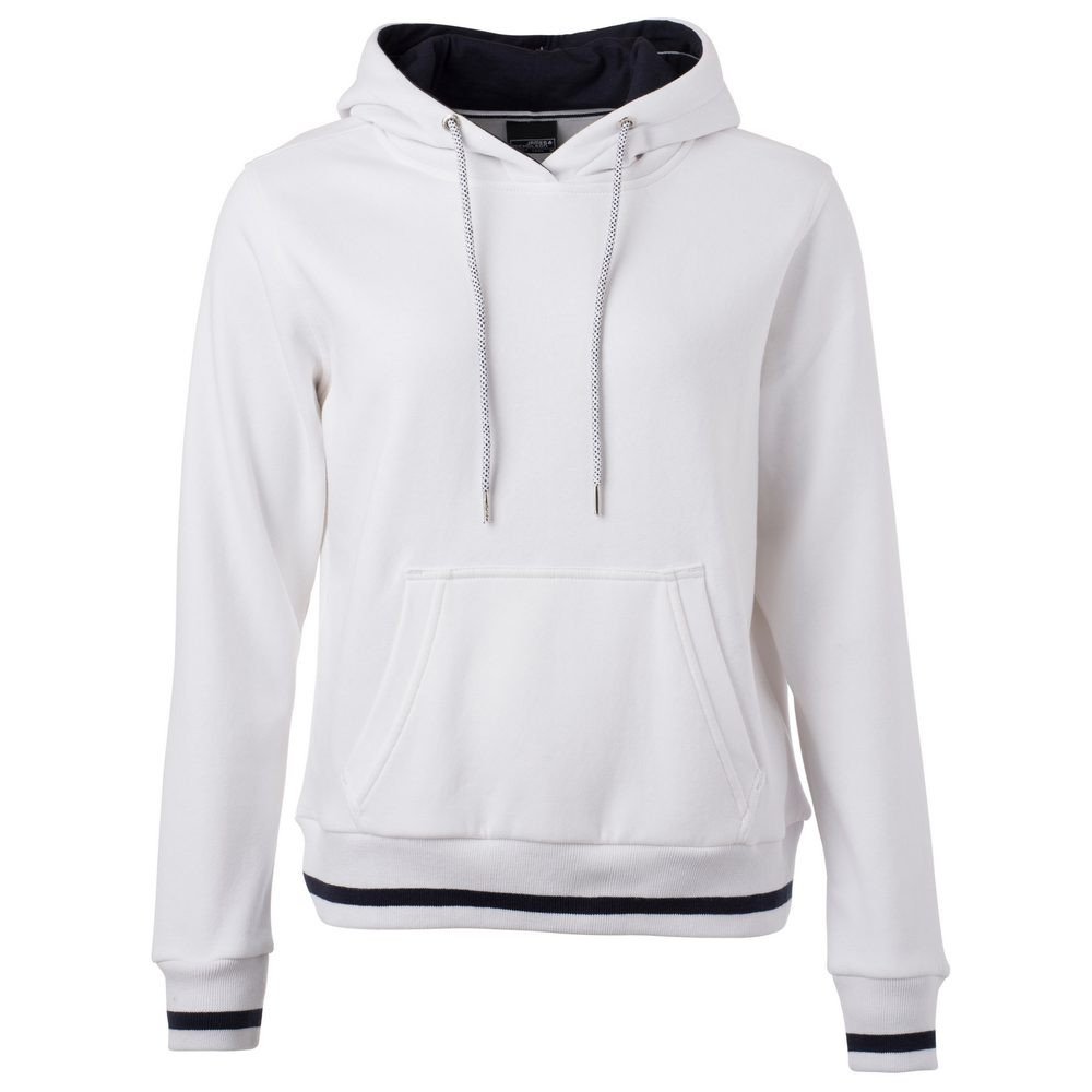 James & Nicholson (Daiber) Dámská mikina s kapucí Club JN777 - Bílá / tmavě modrá | L