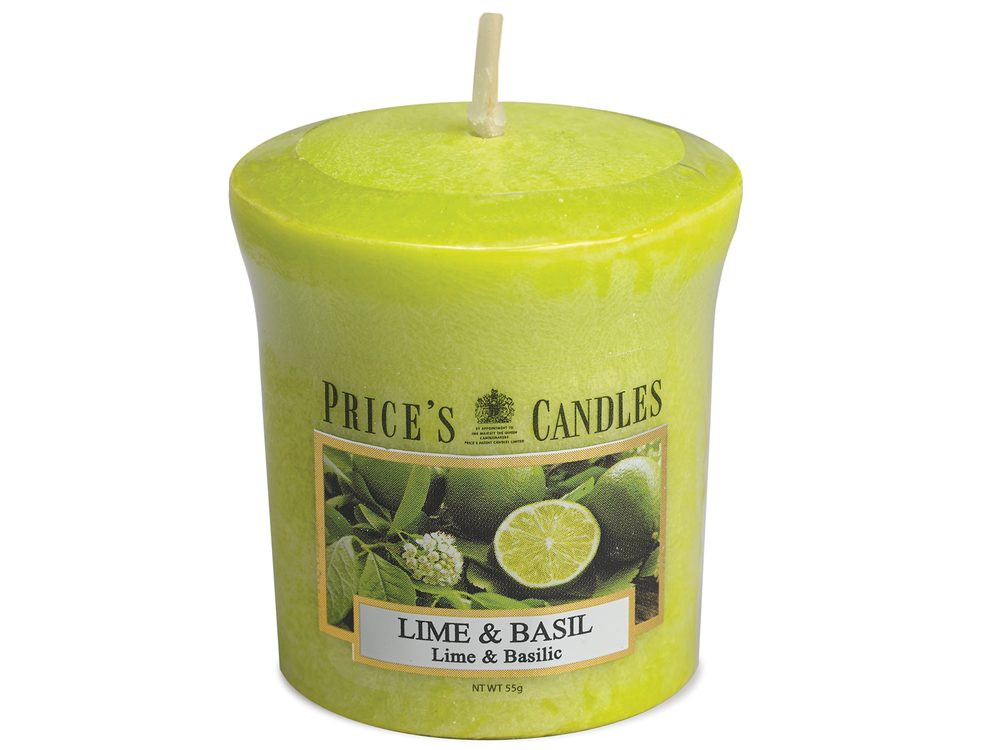 Price’s FRAGRANCE votivní svíčka Limetka & Bazalka - hoření 15h