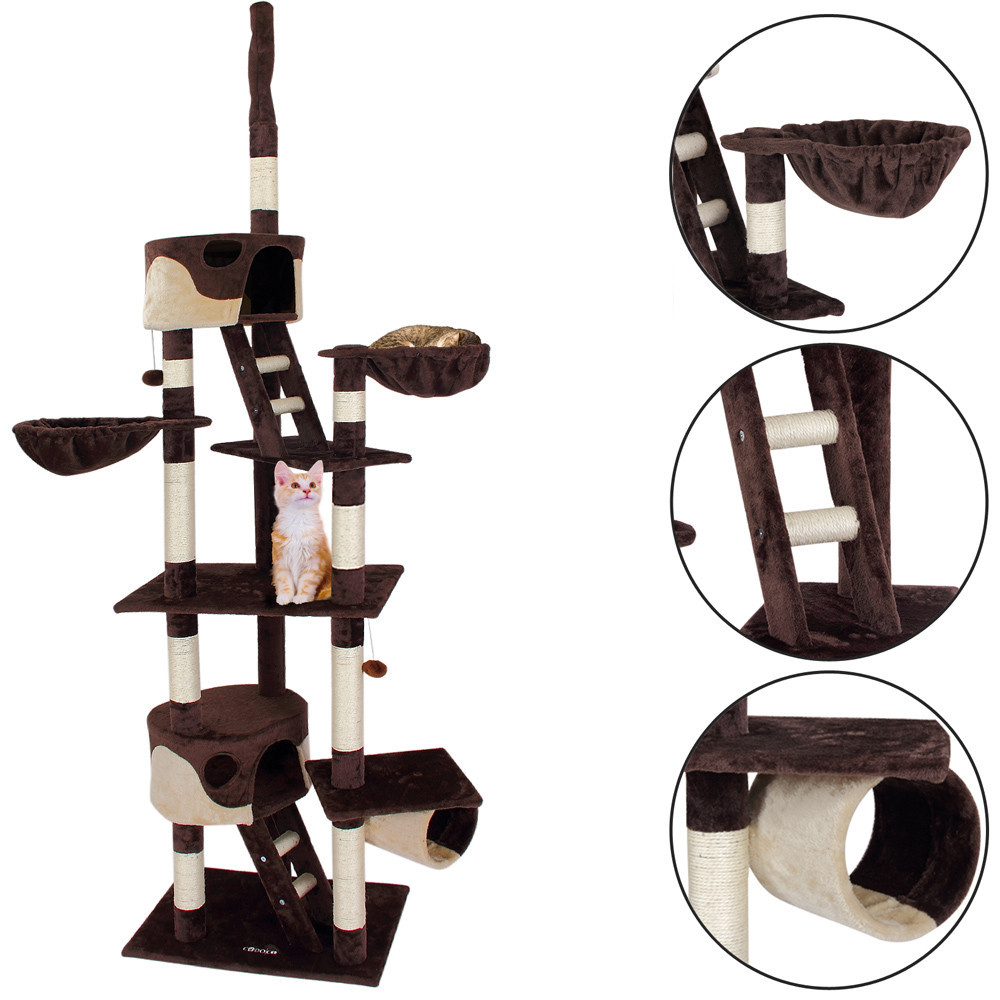 Goleto Škrabadlo pro kočky 240-260 x 50 x 120 cm | hnědo-béžové