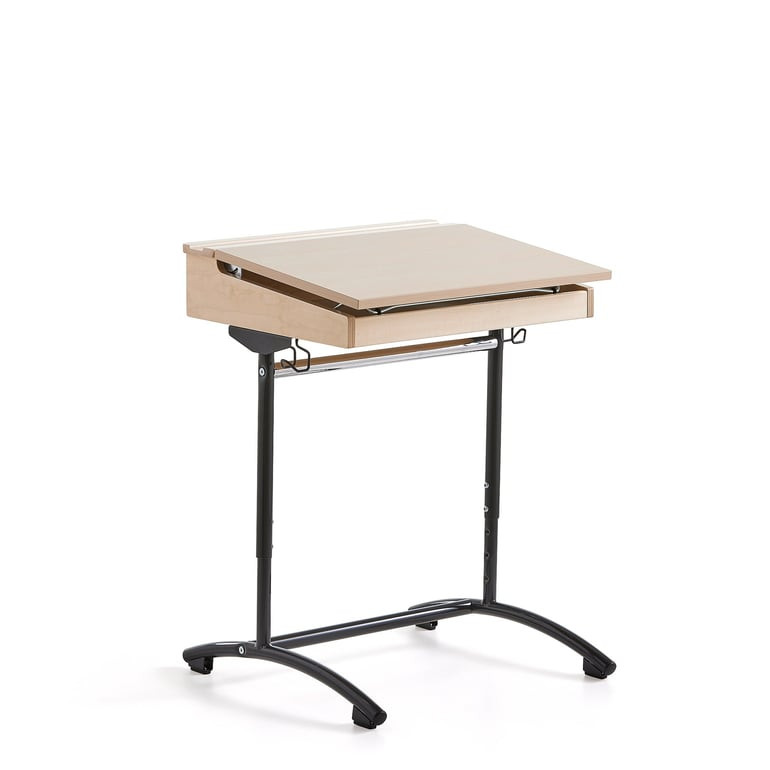 Školní lavice ACCESS, 650x550 mm, nastavitelná výška, HPL, antracitově šedá/bříza