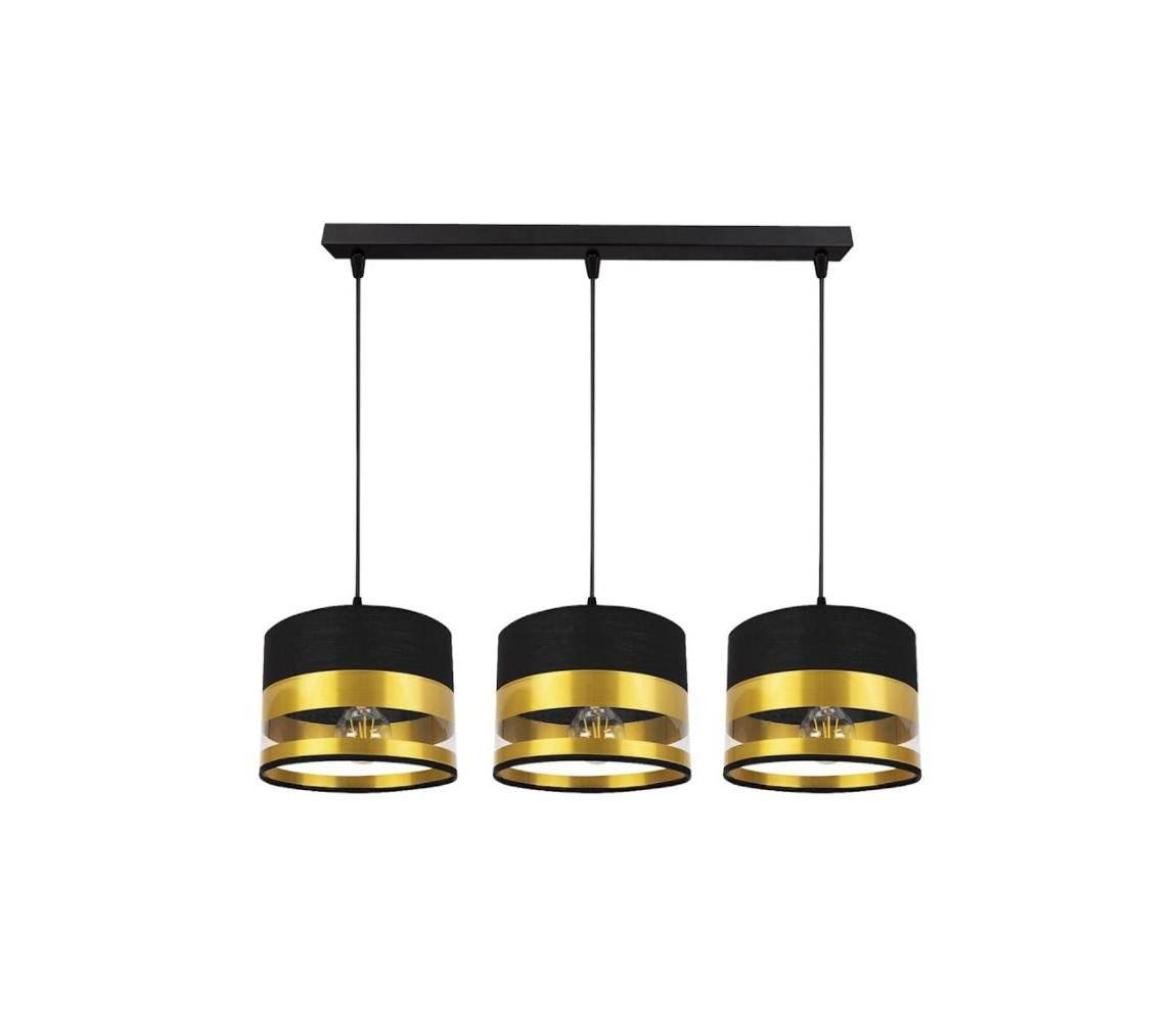 Lustr na lanku MILO 3xE27/60W/230V zlatá/černá