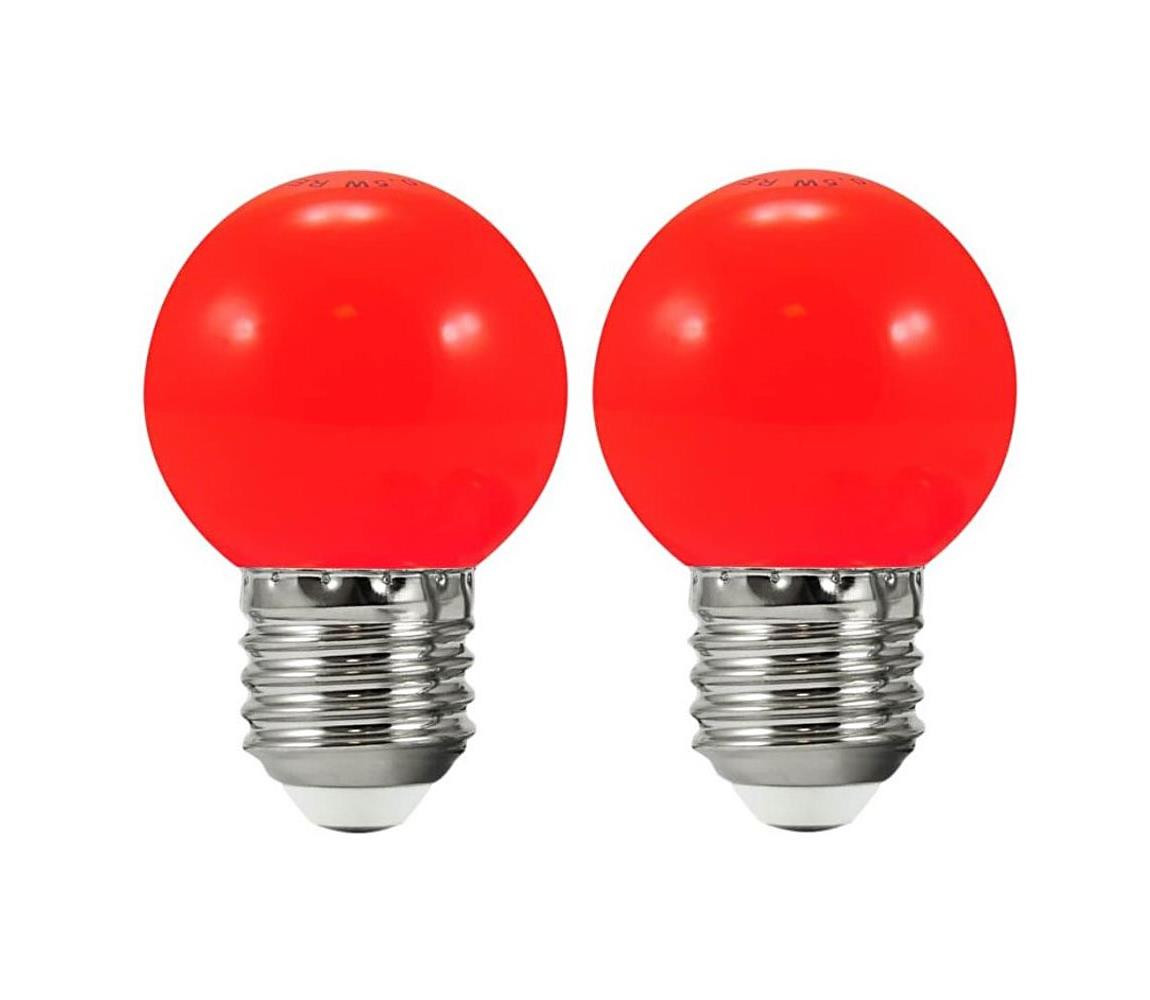 SADA 2x LED Žárovka PARTY E27/0,5W/36V červená 3000K