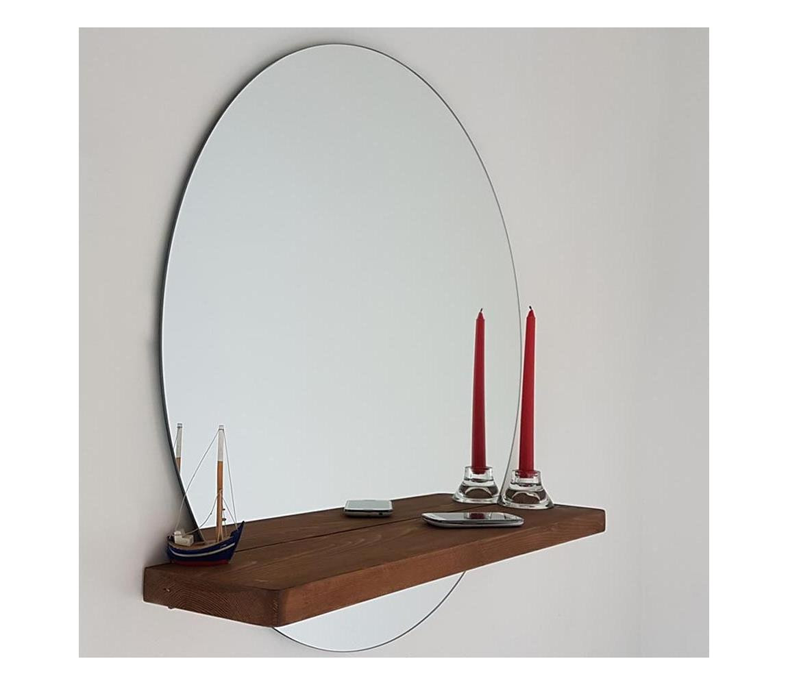 Nástěnné zrcadlo s policí SUNSET 70x70 cm borovice