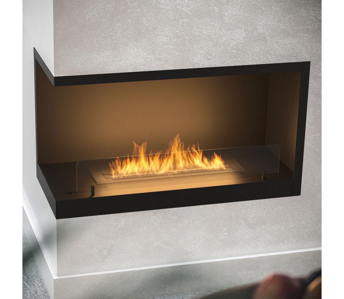 InFire InFire - Rohový BIO krb 80x45 cm  3kW černá