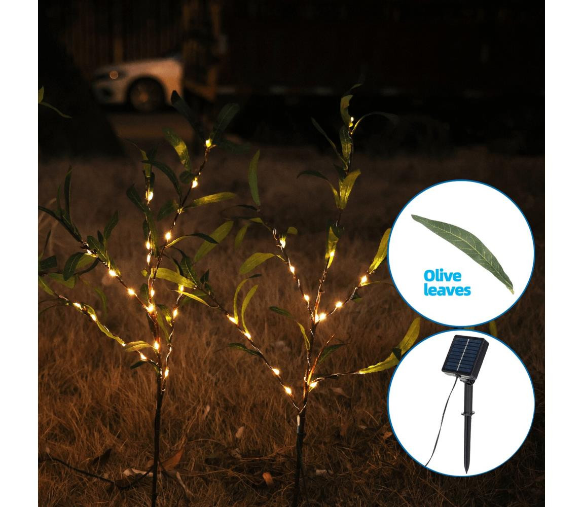 B.V.  - LED Solární dekorace 60xLED/3,5m IP65 teplá bílá olive