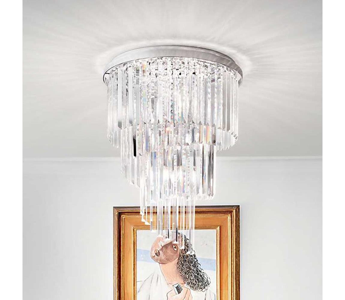 Ideal Lux Ideal Lux - Křišťálový přisazený lustr CARLTON 12xE14/40W/230V pr. 50 cm chrom