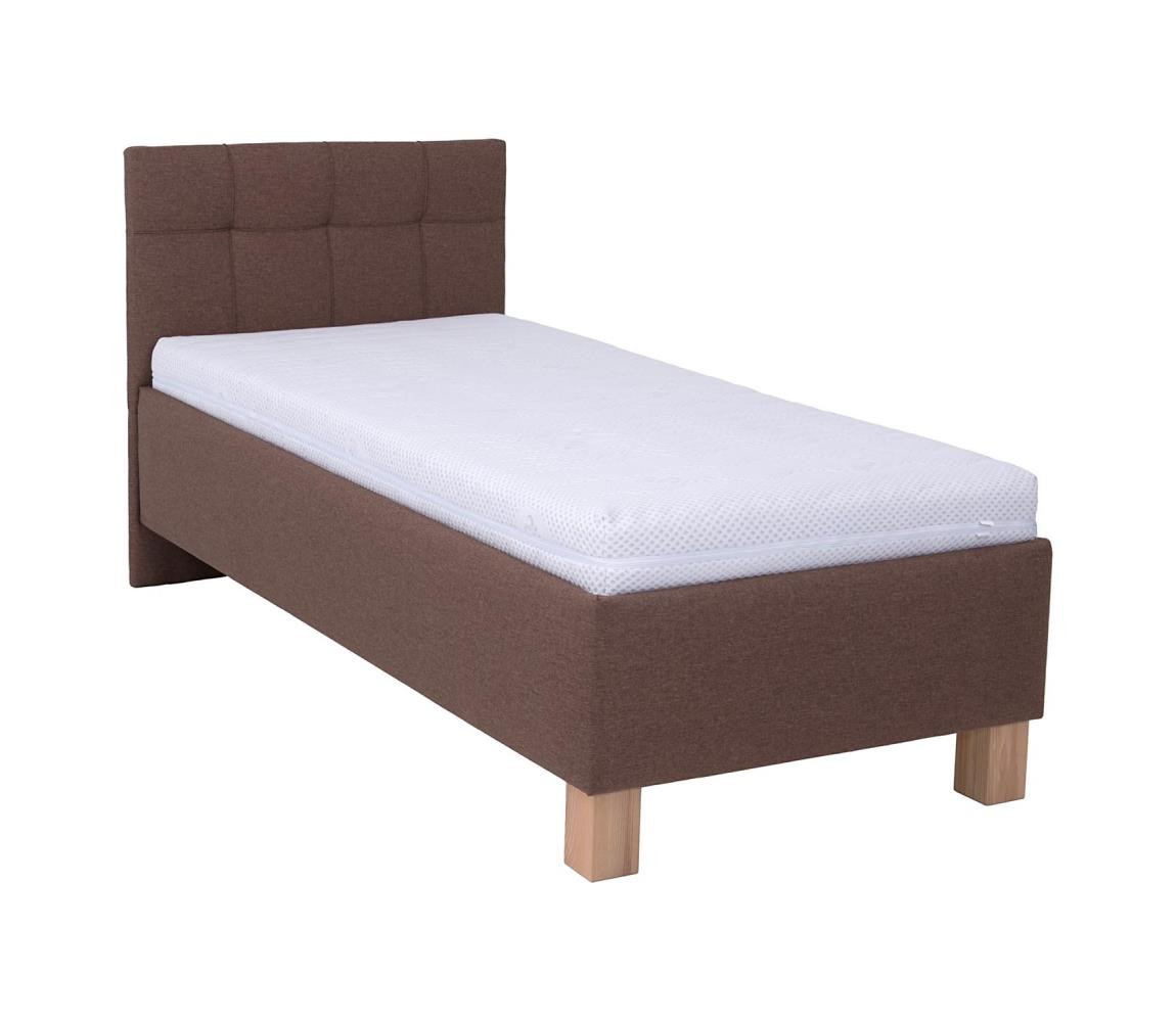 POHODA Čalouněná postel s matrací a úložným prostorem MARIA ONE 90x200 cm hnědá