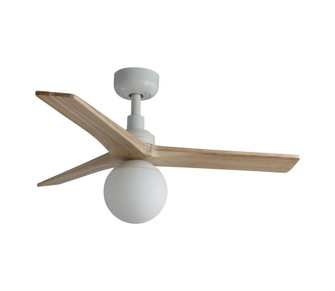 FARO Barcelona FARO 34281WT-11L - Str. vent. KLIM S 1xE27/15W/230V dřevo/bílá pr. 92,5 cm WT+DO