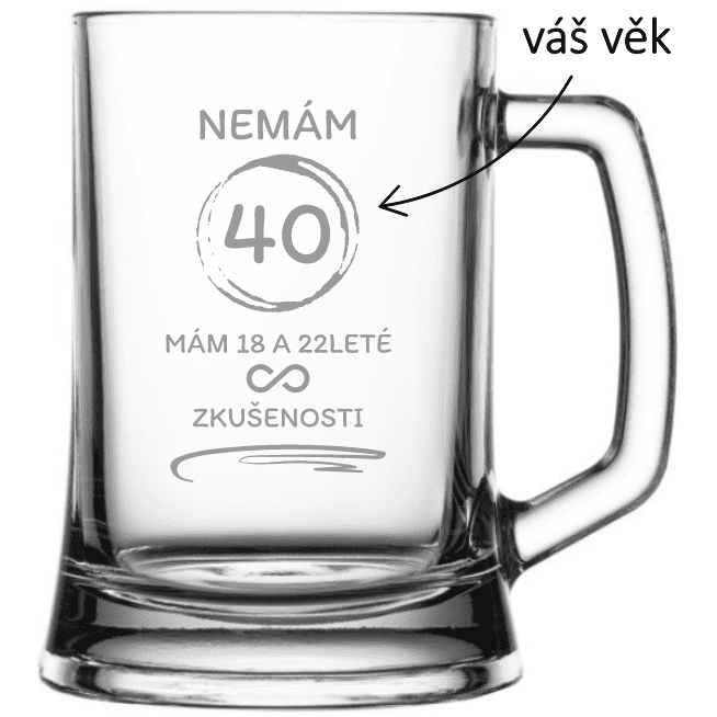 Dekorant Pivní půllitr k narozeninám MÁM ZKUŠENOSTI