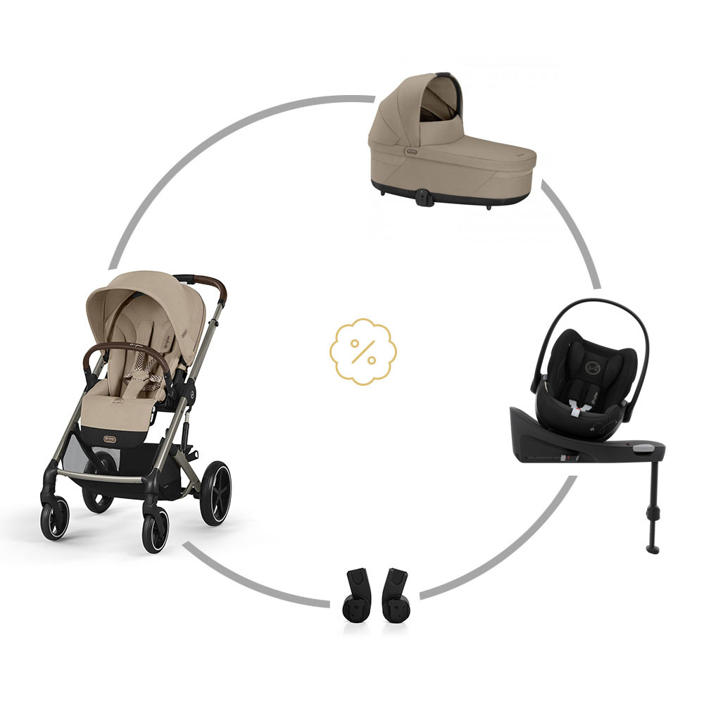 Cybex SET BALIOS S LUX Almond beige + korba + adaptéry + autosedačka Cloud G + otočná základna