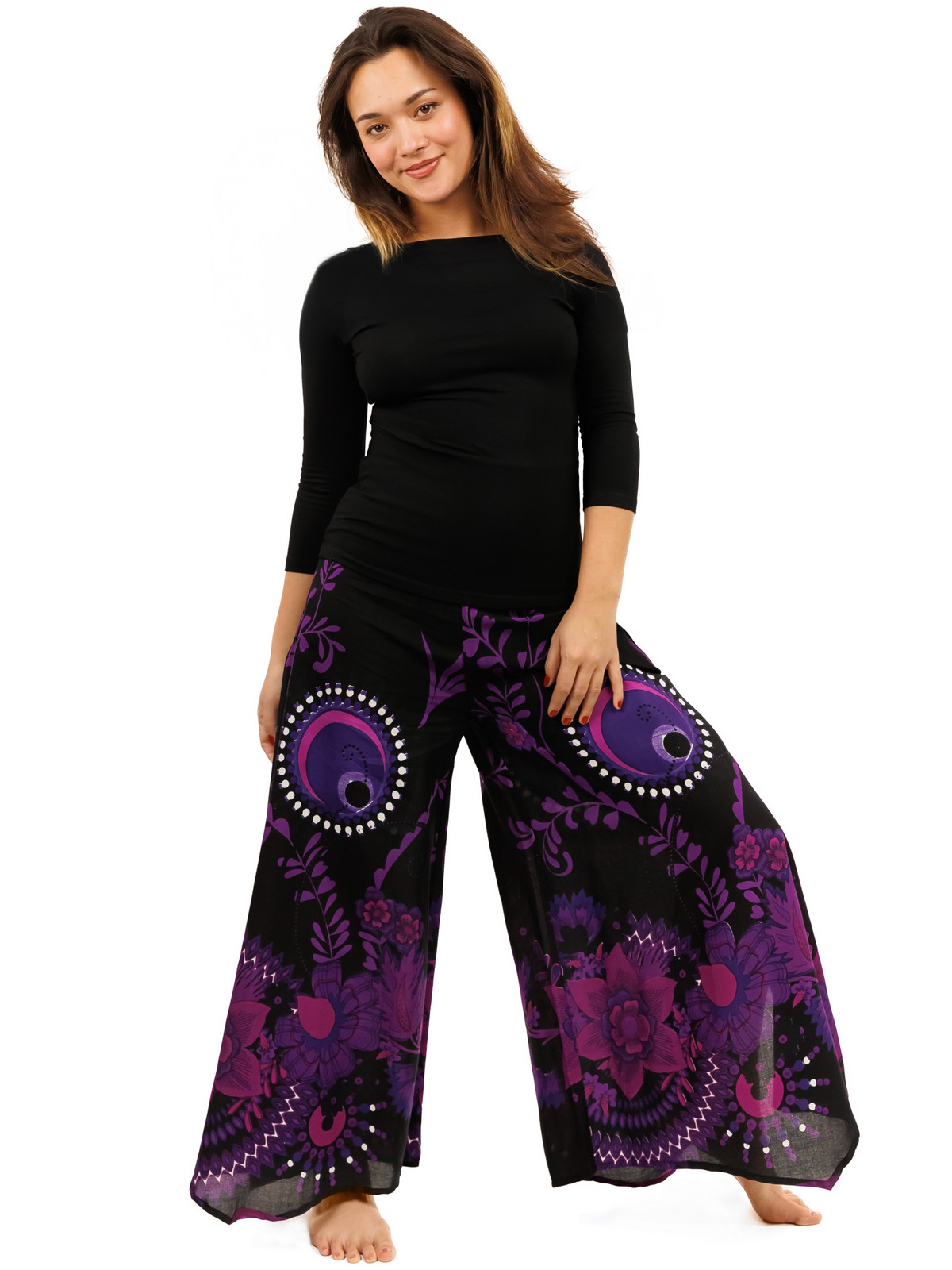 Himalife Široké kalhoty Tika - fialové Velikost: S/M