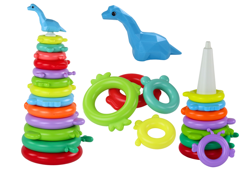 mamido Pyramidová skládačka Žirafa 13 barevných kol 43cm x 18cm x 18cm