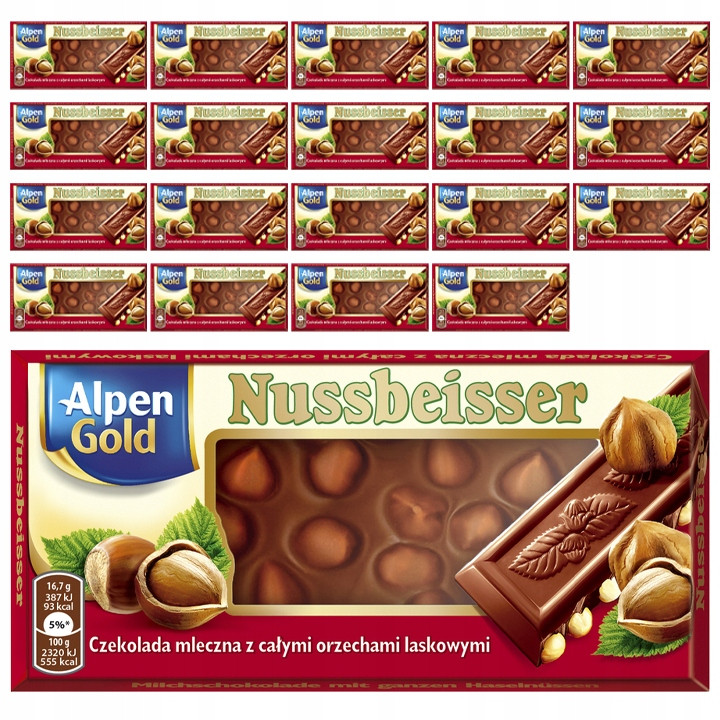 20 x Alpen Gold Nussbeisser Mléčná S Ořechy 100 G