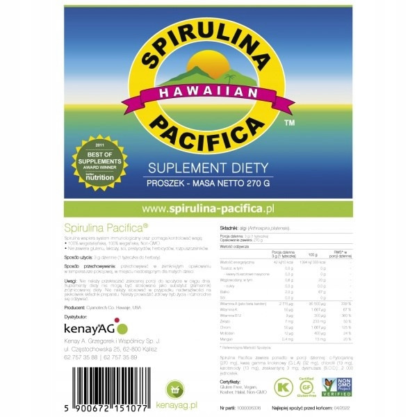 Kenay Havajská spirulina Pacifica (270 g)