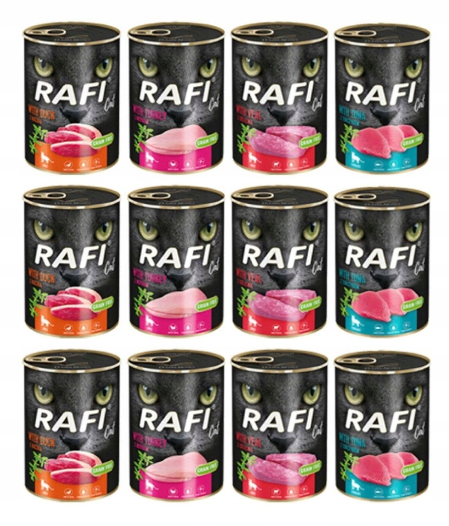 Rafi mokrá Cat Adult telecí tuňák krůta mix chutí 12x400 g