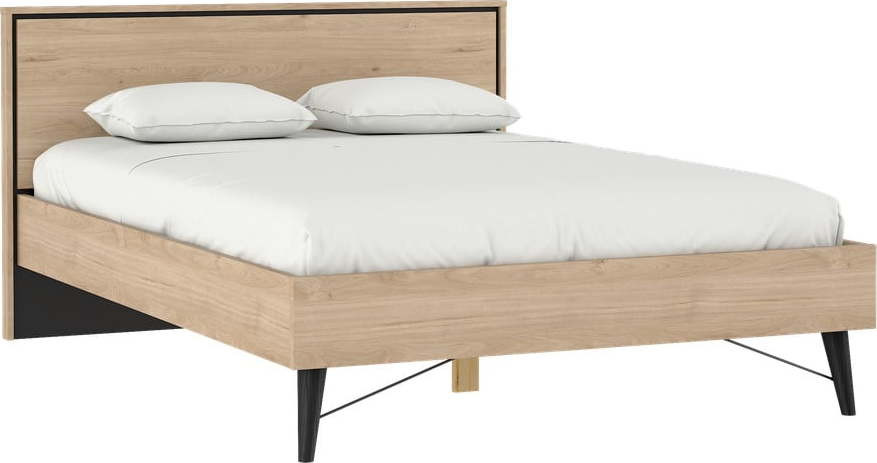 Dvoulůžková postel v dekoru dubu s roštem 140x200 cm v přírodní barvě Ry – Tvilum