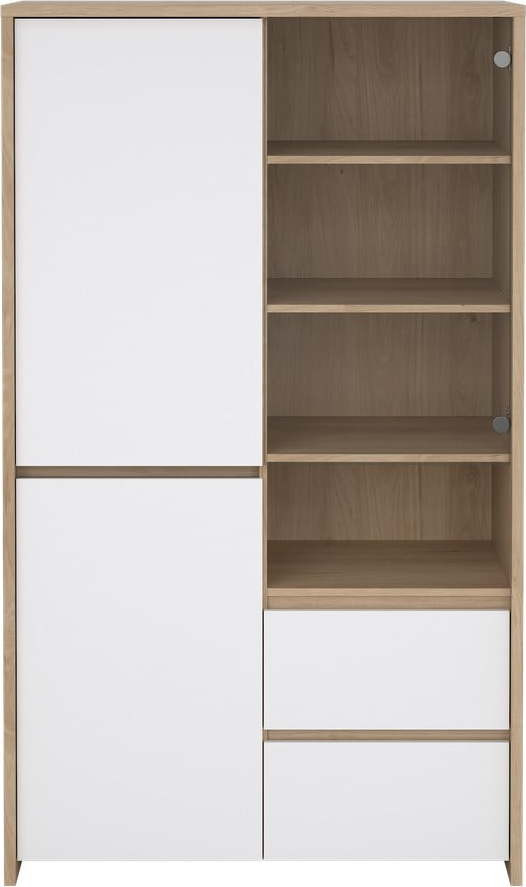 Bílá/v přírodní barvě vitrína v dekoru dubu 100x170x48 cm Next – Tvilum