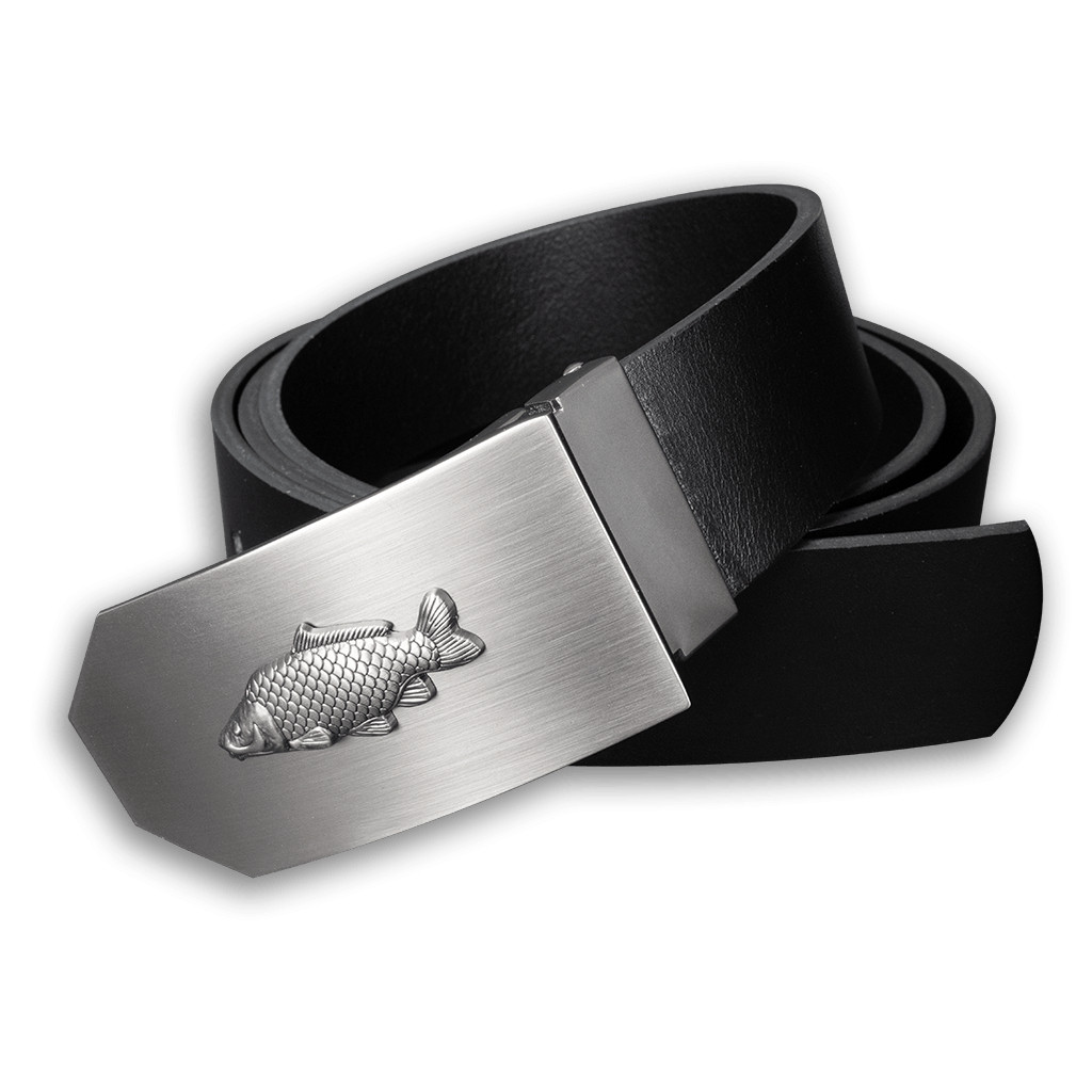 Opasek kožený rybářský Kapr 4 cm - černý, 100