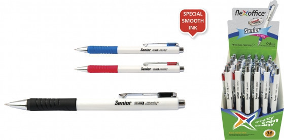 Kuličkové pero Flexoffice Senior Hibiscus plast 0,7mm modré tělo bílé