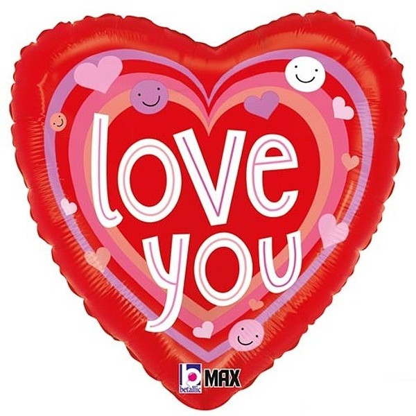 Balónek fóliový Miluji tě se smajlíky 46 cm