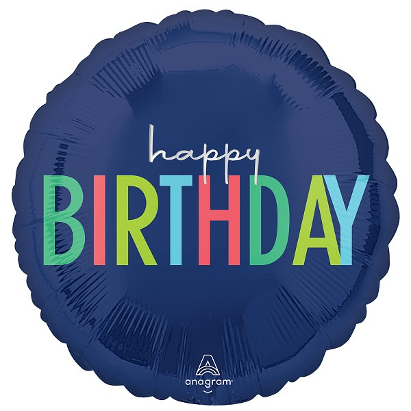 Balónek fóliový Happy Birthday modrý 46 cm