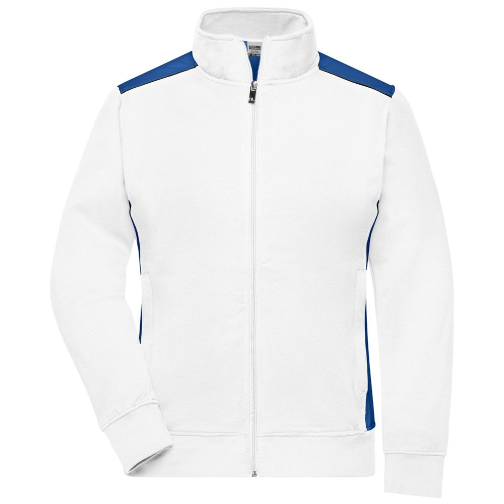 James & Nicholson (Daiber) Dámská mikina bez kapuce JN869 - Bílá / královská modrá | L