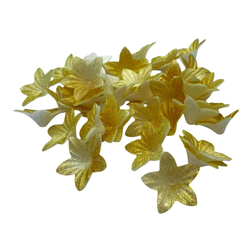 Jedlý papír 3D mini kvítky zlaté 40ks