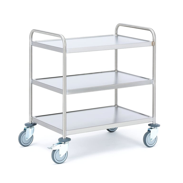 Nerezový policový vozík CONVOY, 3 police, 800x520 mm