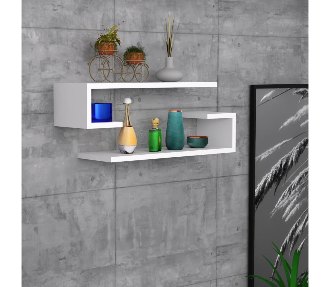 SADA 2x Nástěnná police ELDO bílá