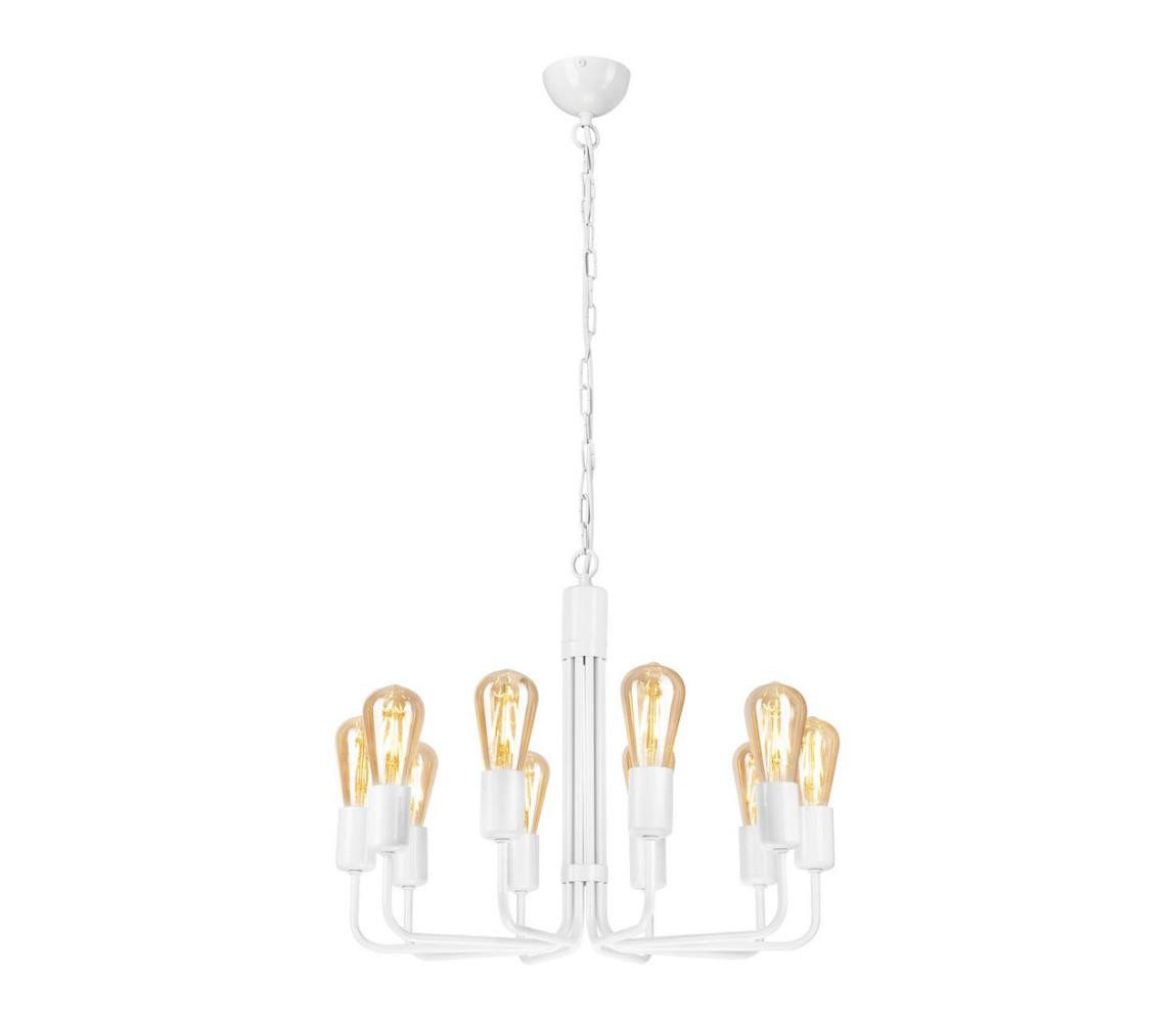 Lustr na řetězu TIFFANY 10xE27/60W/230V bílá