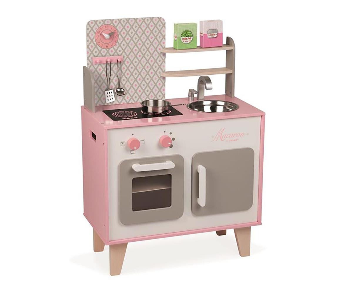 Janod Janod - Dřevěná kuchyňka MACARON růžová