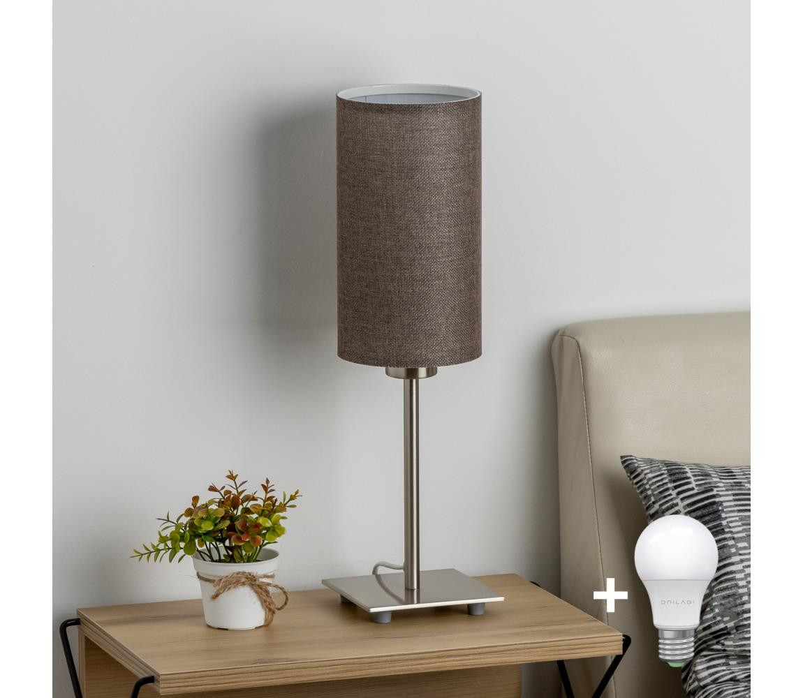 Eglo Eglo - LED  Stolní lampa TUNJA 1xE27/60W/230V 26,5 cm matný chrom/hnědá