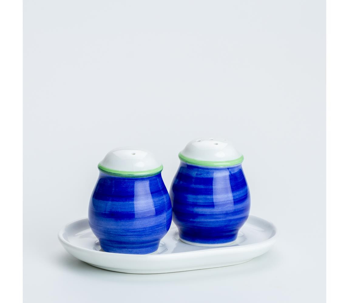 Keramická souprava na pepř a sůl modrá bílá