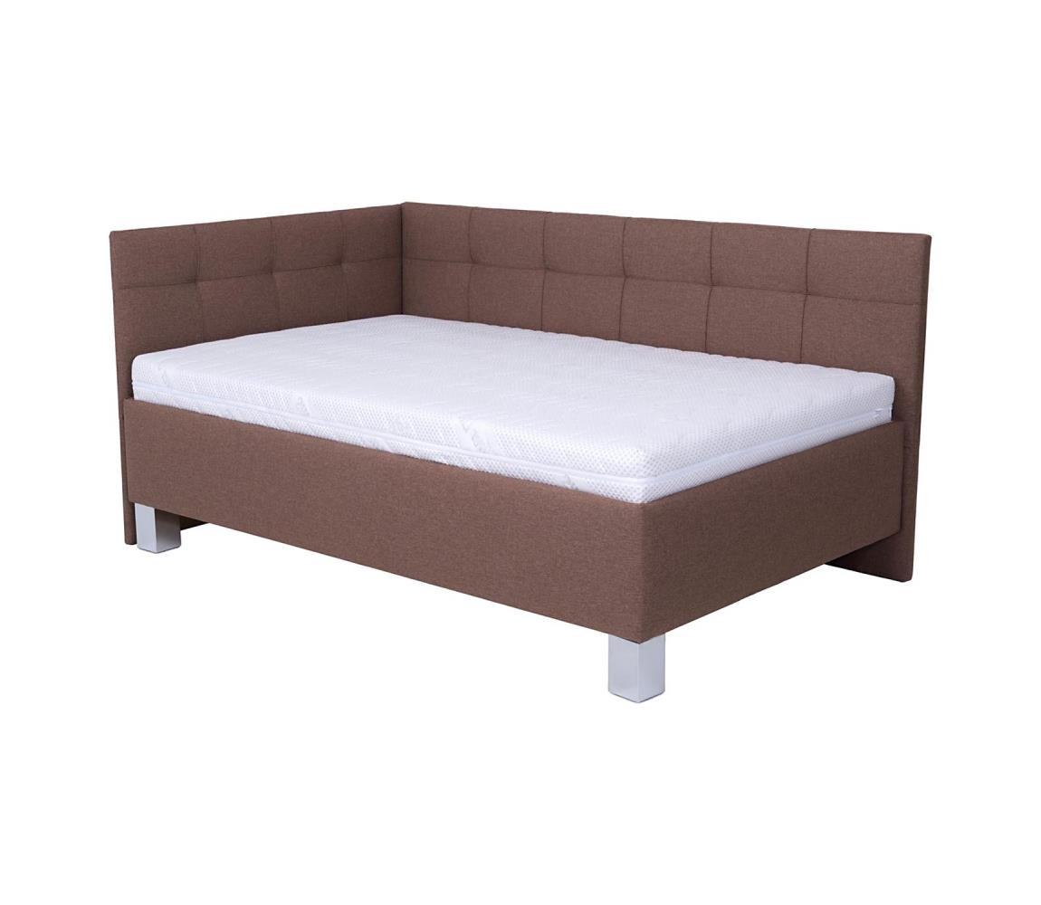 POHODA Čalouněná postel s matrací a úložným prostorem MARIA PETITE 120x200 cm hnědá