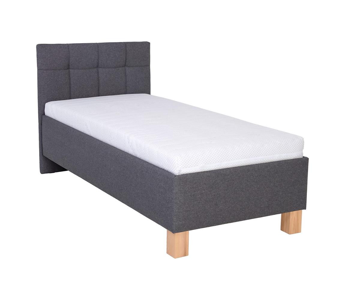 POHODA Čalouněná postel s matrací a úložným prostorem MARIA ONE 90x200 cm šedá