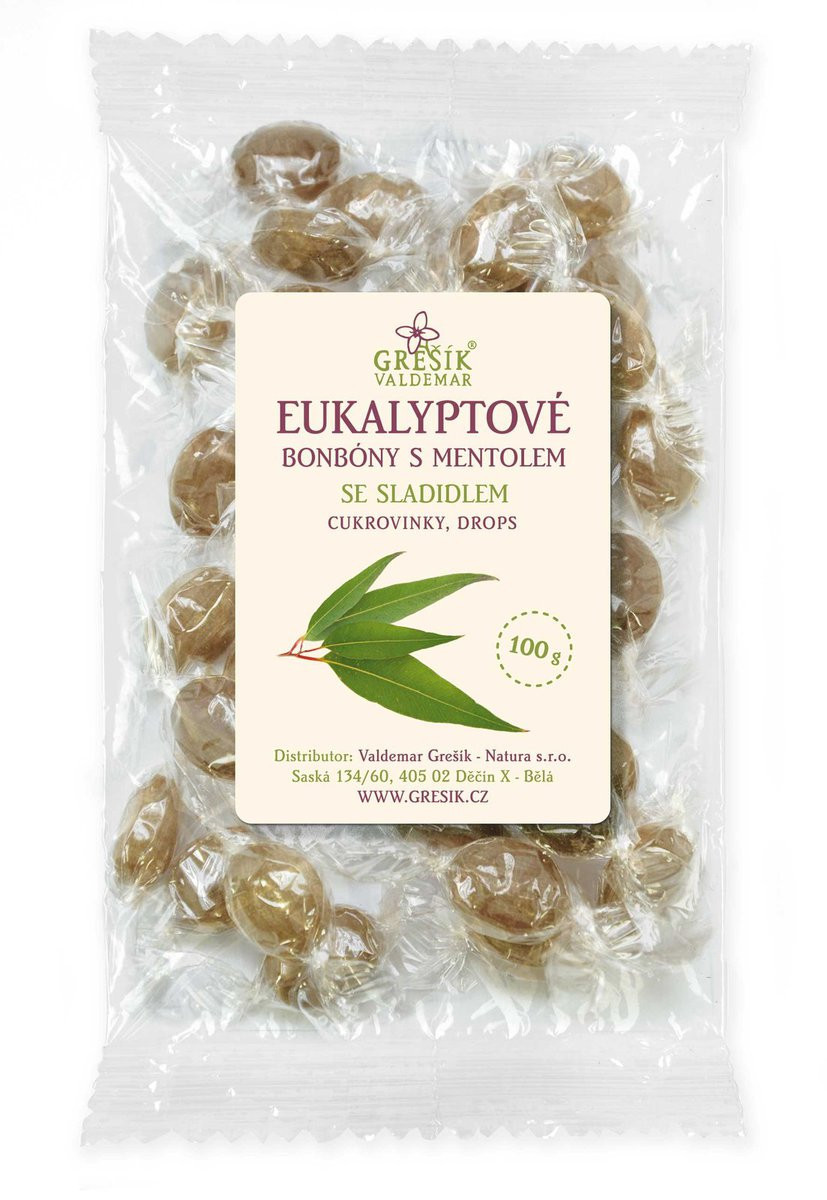 Grešík Eukalyptové bonbóny s mentolem se sladidlem 100 g