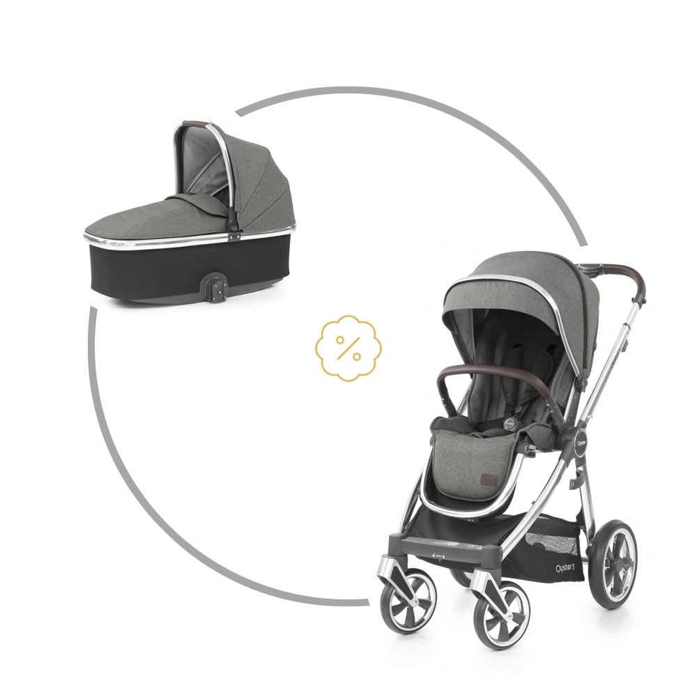 Oyster 3 set Sportovní kočárek s pláštěnkou + korba - MERCURY (MIRROR rám)