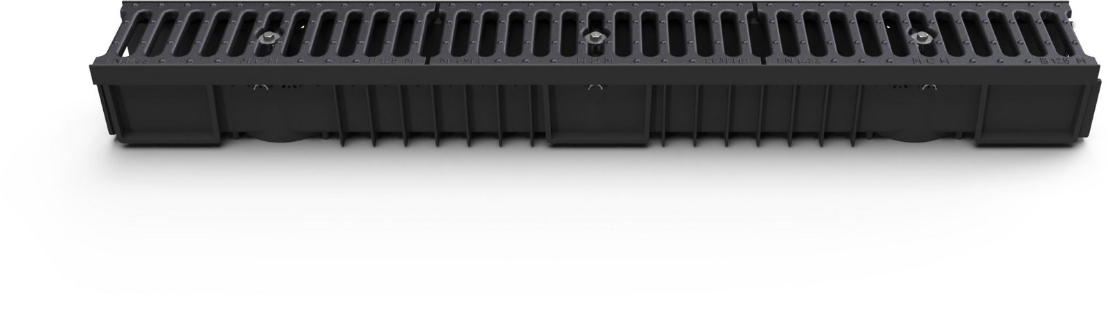 Chuděj Venkovní žlab s litinovou mřížkou 1000 mm - výška 105 mm - venkovní odtokový plastový žlab s litinovým roštem