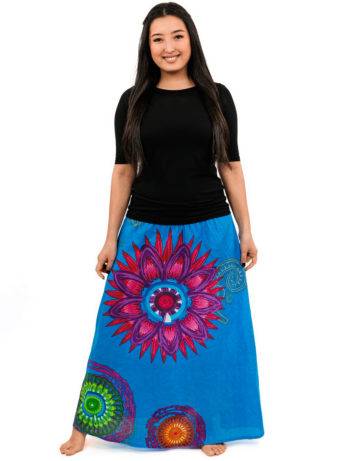 Himalife Dlouhá sukně Mandala of Nepal - tyrkysová Velikost: S/M