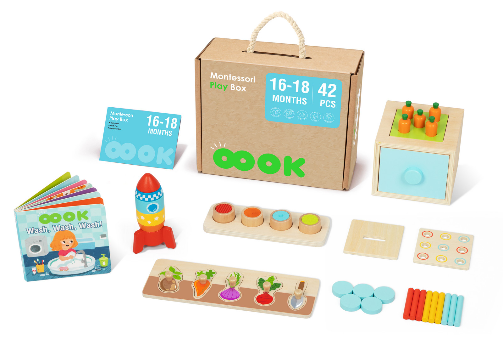 Mamido Mamido Montessori box XXL 6v1 42ks pro děti od 16 měsíců Naučné Motorické