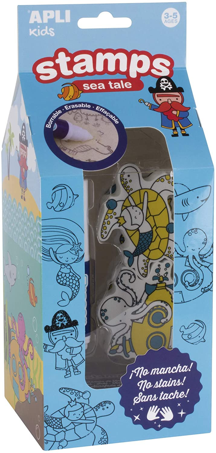 APLI APLI, 16813, dětská razítka se zmizíkem, Mořské dobrodružství, 8 ks