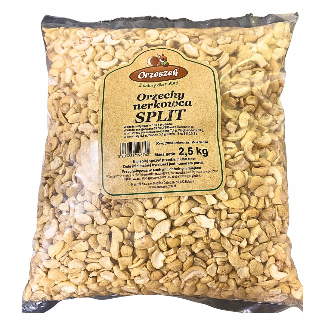 Kešu ořechy Split kousky Orzeszek 2,5 kg