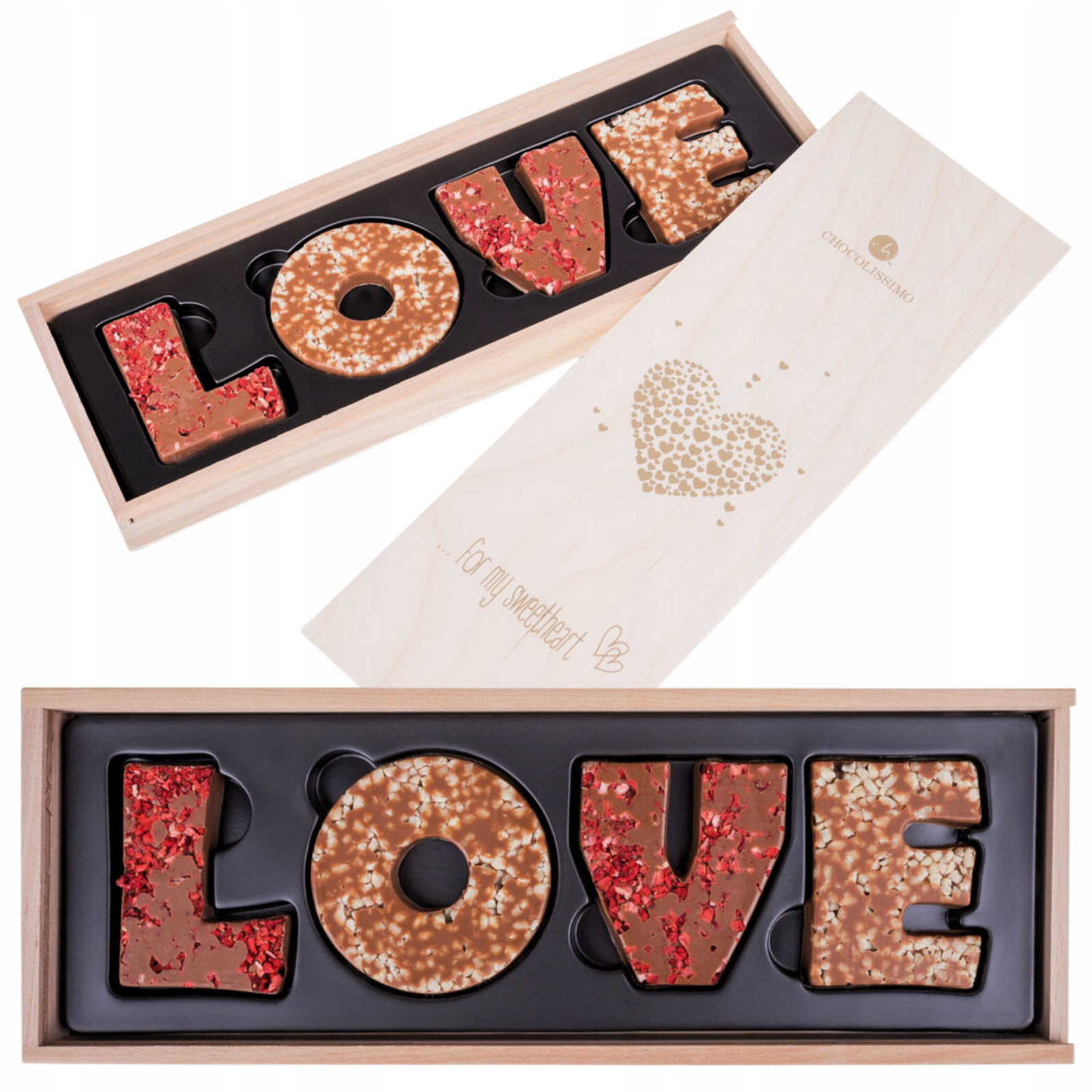 Čokoláda Mléčná Nápis Love v krabičce se srdíčkem Dárek na Valentýna