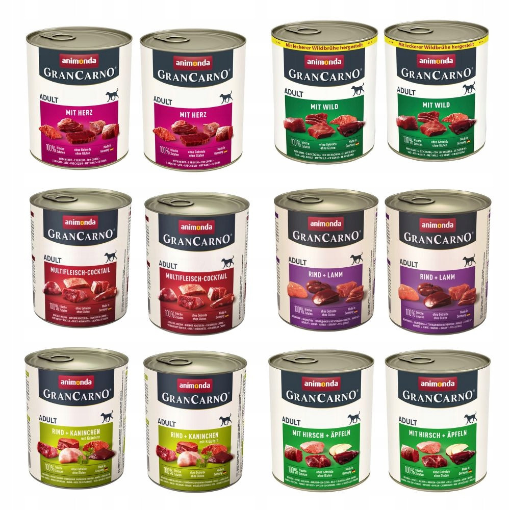 Krmivo mokré pro psy Animonda Grancarno Adult mix chutí 12x800g