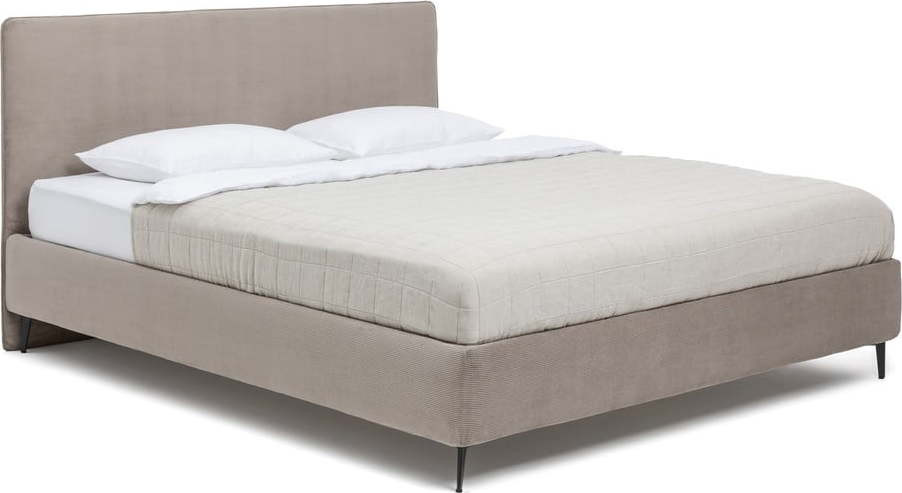 Čalouněná dvoulůžková postel taupe s roštem 160x200 cm Noira Slim – Bonami Selection