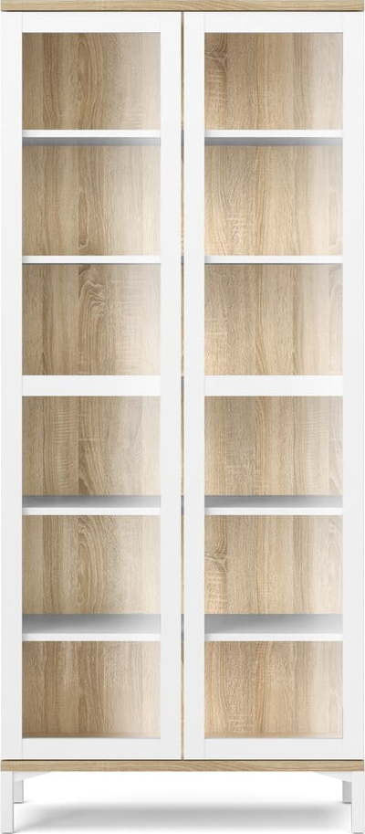 Bílá/v přírodní barvě vitrína v dekoru dubu 89x203x36 cm Roomers – Tvilum